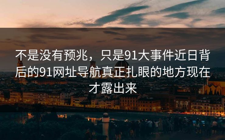 不是没有预兆，只是91大事件近日背后的91网址导航真正扎眼的地方现在才露出来